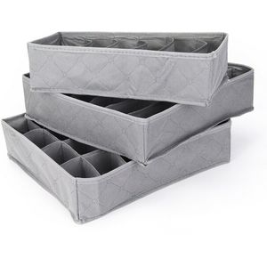 3 Packs/Set Grey Opvouwbare Lade Divider Storage Box Tidy Sokken Beha Ondergoed Grote Capaciteit Organisator