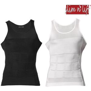 2-Pack Mannen Afslanken Body Shaper Vest, Slanke Tank Top Hemd Compressie Shapewear Voor Slim N Lift