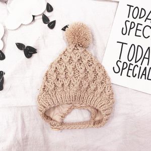 Style Children Wool Hat Small Ball Kids Knitted Caps 5 Color Girl Winter Accessories Hook Flower Babies Warm All Match Cap