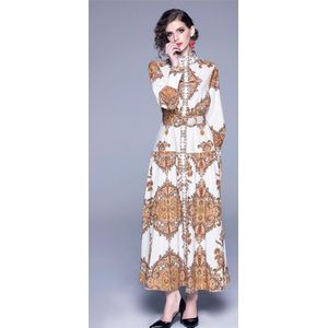 Vintage Sexy Maxi Jurk Vrouwelijke Zomer Boho Bloemen Paisley Print Strand Jurk Vrouwen Herfst Witte Lange Elegante Partij Jurk