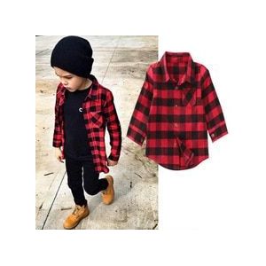 Herfst Leuke Baby Kids Jongens Meisjes Kleding Met Lange Mouwen Red Plaid Shirt Tops Blouse Casual Button Down Blouse Kleding 1-7Y