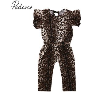 Kinderen Zomer Kleding Peuter Baby Meisje Luipaard Katoen Romper Ruches Korte Mouwen Elastische Taille Jumpsuit Sunsuit Outfit
