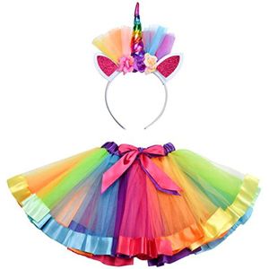 3Pcs Rainbow Leuke Kids Dress Up Prinses Angel Wing Bling Eenhoorn Tutu Rok Pak