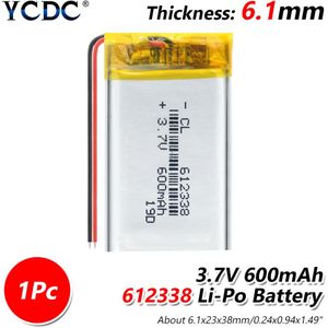 1/2/4 stuks 612338 3.7v 600mAh lithium polymeer batterij 3 7V volt li po ion lipo oplaadbare batterijen voor dvd GPS navigatie