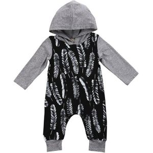 Veer Afdrukken Baby Jongen Meisjes Katoenen Rompertjes Herfst Winter Hooded Sweatshirts Tops Pasgeboren Kids Jumpsuit Outfit