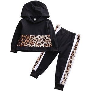 2-7Y Peuter Baby Kid Jongen Kleding Sets Luipaard Print Hooded Lange Mouw T-shirt Tops + Broek Kleding Outfit