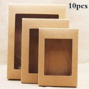 10Pcs Diy Papier Doos Met Venster Papier Geschenkdoos Cake Verpakking Voor Bruiloft Home Party Muffin Verpakking