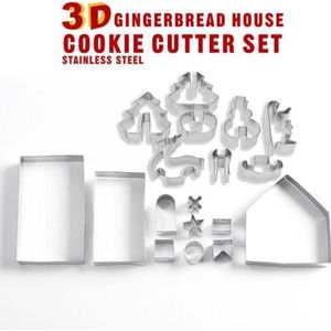 18Pcs Keuken Bakvormen Mallen Leuke Gingerbread Cookies Mold Tool Huis Cookie Cutters Rvs Kerst Biscuit Mold