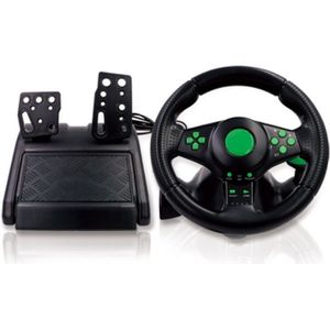 OOTDTY - Gaming Steering Wheel - Zwart - Met Pedalen - 180 Graden Rotatie - USB