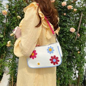 Leuke Bloemen Madeliefjes 2 Bandjes Crossbody Tassen Voor Vrouwen Schoudertassen Zomer Handtassen Kleine Canvas Vrouwelijke Messenger Bags