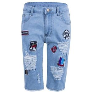 Mannen Verontruste Knop Up Ripped Hoge Taille Denim Shorts Zomer Skinny Slim Shorts Mannelijke Helft Broek Biker Cargo jeans