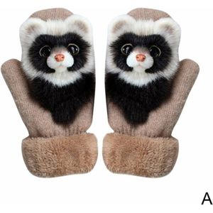 Dier Kat Hond Panda Racoon Kid Winter Warme Zachte Prinses Meisje Mode Wanten Volledige Lange Handschoenen Vingers Leuke L3E8