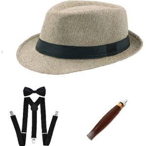 Bestseller Mannen 20's 1920 S Gatsby Gangster Kostuum Accessoires Set Panama Hoed Bretels
