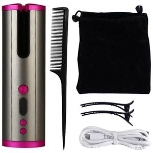 Automatische Haar Krultang Usb Opladen Hair Curler Draadloze Gegolfde Krultang Voor Haar Lcd Roterende Haar Waver Tool