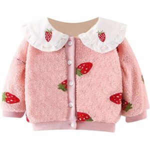 Winter Toevallige Bovenkleding Jas Doek K Baby Meisje Dikker Aardbei Print Kinderen Kids Jas