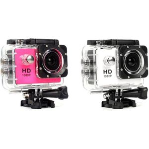 2 Set 480P Motorfiets Dash Sport Actie Video Camera Motorcycle Dvr Full Hd 30M Waterdicht, wit & Roze