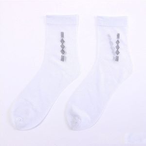 5 Pairs Business Heren Zomer Sokken Dunne Zijden Hoge Elastische Nylon Ademend Casual Korte Crew Sokken Mannelijke Koele Zwart Wit sokken