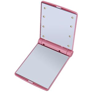 Compact Folding Magnetische Opening Draagbare Pocket Led Make Up Spiegel Lady Cosmetische Vanity Mirror Ingebouwde Led-lampen spiegel