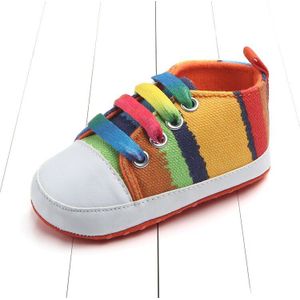 Baby Schoenen Comfortabele Canvas Pasgeboren Peuter Schoenen Regenboog Strepen Baby Jongens Meisjes Eerste Wandelaars Anti-Slip Baby Schoenen