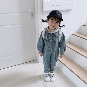 2-7 Jaar Kinderkleding Hong Kong Stijl Zomer Jongens En Meisjes Baby Trendy Denim Jumpsuit Hoed verwijderbare Jasje Rompertjes