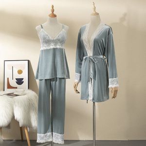 Mechcitiz Fluwelen Ondergoed Winter 3 Stuks Pyjama Sets V-hals Vrouwen Lange Broek Herfst Pyjama Homewear Sets Luxe Nachtkleding