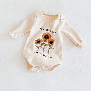 Katoenen Baby Rompertjes 0-24M Lange Mouwen Wit Afdrukken Baby Kleding Een Stuk Unisex Baby Kleding Meisje En jongen Baby Jumpsuits