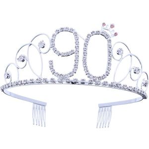 60th Jaar Oude Strass Tiara Hoofdbanden Voor Verjaardag Kroon Cake Prom Party 50 60 70 80 90 Bruids Bruiloft Haar sieraden