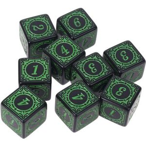 10Pcs D6 Polyhedrale Dobbelstenen Vierkante Randen Nummers 6 Zijdig Dices Kralen Tafel Board Rollenspel Game En brand
