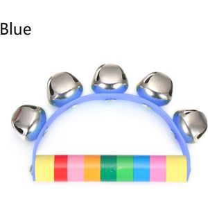 1Pc Kleurrijke Houten Metalen Xmas Handbell Jingle Instrumenten Kerst Bel Speelgoed Regenboog Rammelaar Hand Call Klokken Festival Levert