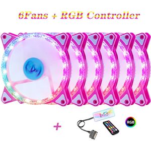 Wovibo Rgb Led Case Fan 120Mm Voor Cpu Koeler Aura Sync Cooling Fans Rustig 12V Mute Ventilador pwm 6PIN Roze Diamant
