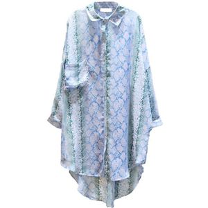 Xitao Onregelmatige Pocket Print Chiffon Blouse Vrouwen Kleding Lente Mode Elegante Turn Down Kraag Shirt Match Alle DMY3857