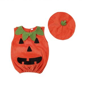 Overhaast Microfiber Baby Meisjes Jongens Voor Bebe Cosplay Halloween Baby Kid Pompoen Pak Top Blouse Jurk + Hoed Kleding kostuums