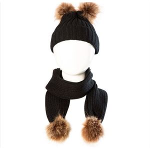 Peuter Kids Meisje & Jongen Baby Baby Winter Haak Muts Beanie Cap Met Sjaal