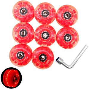 8Pcs Duurzaam Dubbele Rij 32Mm X 58Mm Led Luminous Light Up Slijtvaste Lager Roller Skate Wiel outdoor Skateboard Met Core