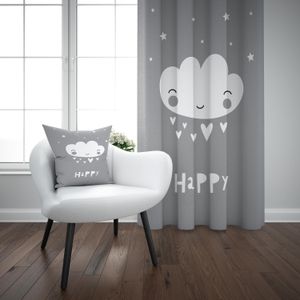 Anders Grijs Wit Gelukkig Wolken Scandinavische Nordic 3d Print Kids Baby Kinderen Window Panel Set Gordijn Combineren Kussensloop