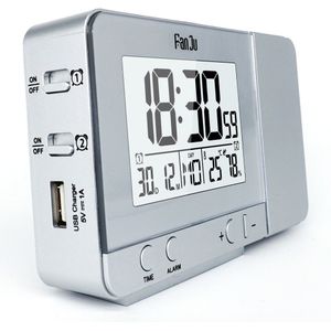 Fanju FJ3531 Digitale Projector Wekker Led Elektronische Tafel Snooze Backlight Temperatuur Vochtigheid Horloge Met Tijd Projectie