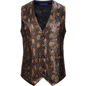 Mannen Retro Casual Slim Pu Lederen Vest Mode 2022 Herfst Mouwloos Vest Python Print Pak Vest