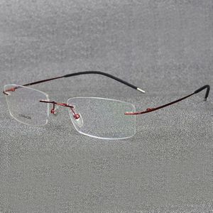Randloze Titanium Brillen Frame Super Lichtgewicht Flexibele Titanium Legering Tempel Benen Optische Glazen Bril