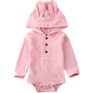 Pasgeboren Baby Meisje Jongen Hoodies Lange Mouw Romper Jumpsuit Kleding 0-24M Paashaas