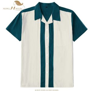 Plus Size Mannen Shirt Chemise Homme ST127 Casual Vintage Korte Mouw Bowling Retro Rock Shirt
