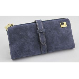 Beroemde Lange Portemonnee Tweevoudig Vrouwen Portefeuilles Trekkoord Nubuck Leer Rits Suede Portemonnee Dames Carteira Feminina Clutch Bag