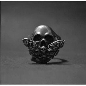 Vintage Gekruiste Vlinder Schedel Roestvrij Stalen Ring Fijne Detail Punk Rock Biker Sieraden Voor Man Hollow Mannelijke Anel OSR425