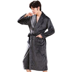 Xizou Nachtjapon Pyjama Winter Warm Nachtkleding Pocket Lange Mouw Kimono Coral Fleece Mannen & Vrouwen Gewaad Liefhebbers Neglige