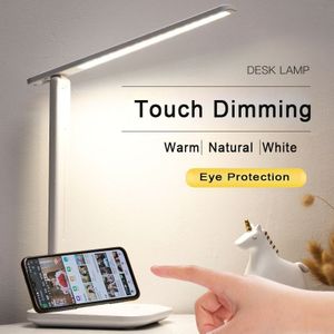 Led Bureaulamp Opvouwbare Drie-Speed Touch Dimmen Tafellamp Usb Oplaadbare DC5V Naast Reading Night Light Lamp Oog bescherming