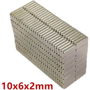 Lot N35 Rechthoekige Magneten F 10X6X2 Mm Super Sterke Neodymium Magneet 10*6*2mm Ndfeb Magneet 10Mm X 6Mm X 2 Mm