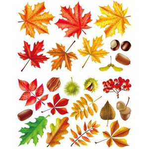 Thanksgiving Day Cartoon Maple Leaf Fruit Muur Stickers/Decals Voor Kinderen Kamers Slaapkamer Woonkamer Home Decor