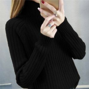 Vintage Winter Dikke Warme Elegante Stripted Coltrui Kantoor Vrouwen Lange Mouwen Trui Trui Vrouwelijke Pull Femme