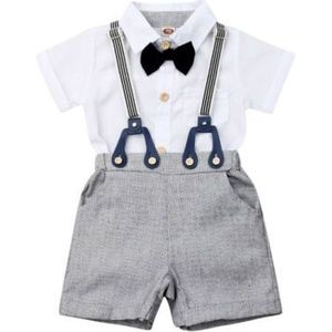 Meisje Kleding Gentleman Pasgeboren Baby Jongens Korte Mouwen Tops Blouse + Broek Formele Outfit Kleding