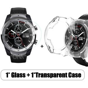 2-In-1 Protector Case + Screen Protector Voor Ticwatch Pro Smart Horloge Siliconen Cover Shell Gehard Glas film Voor Tic Horloge Pro