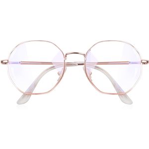 Retro Anti Blauw Licht Glazen Ronde Veelhoekige Metalen Frame Vrouwen Mannen Mode Brillen Gouden Unisex Eyewear